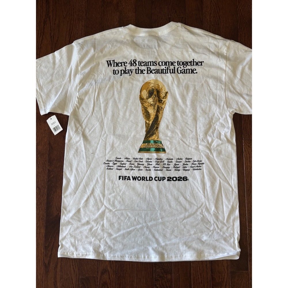 FIFA World Cup 2026 The Beautiful Game T-Shirt Peace Collective White Large NEW